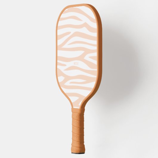 Raquette De Pickleball Moderne Peachy Orange Zebra Impression personnalis (Gauche)