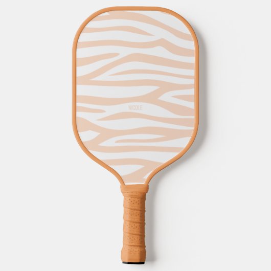 Raquette De Pickleball Moderne Peachy Orange Zebra Impression personnalis (Verso)