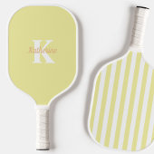 Raquette De Pickleball Moderne Preppy Pastel Jaune Monogramme Feminine