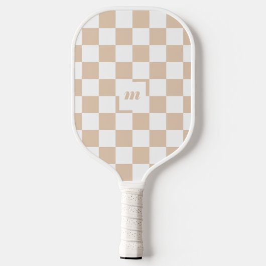 Raquette De Pickleball Moderne Retro À damiers Motif Personnalisé Monogra (Verso)