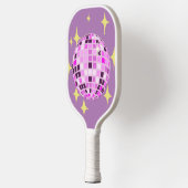 Raquette De Pickleball Moderne rose violet rétro Disco Ball Beige (Gauche)