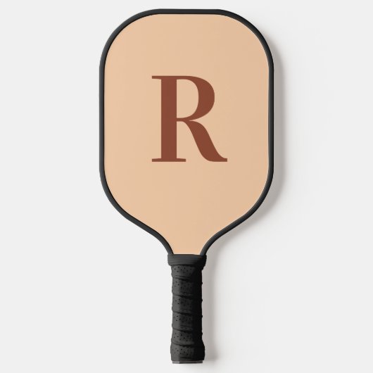 Raquette De Pickleball Moderne Simple Monogramme Beige Brown (Recto)