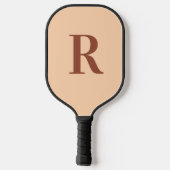 Raquette De Pickleball Moderne Simple Monogramme Beige Brown (Verso)