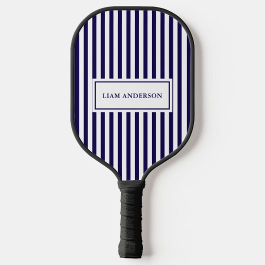 Raquette De Pickleball Moderne Simple Personnalisé Marine Vertical Strite (Verso)