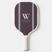 Raquette De Pickleball Moderne violet Nom initial Monogramme (Verso)