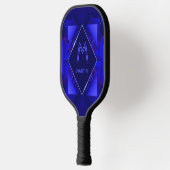Raquette De Pickleball Modifier initial, ajouter le nom Géométrique Bleu (Gauche)