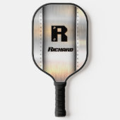 Raquette De Pickleball Modifier Initial, Ajouter Nom, Bandes Métal Brossé (Recto)