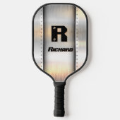 Raquette De Pickleball Modifier Initial, Ajouter Nom, Bandes Métal Brossé (Verso)