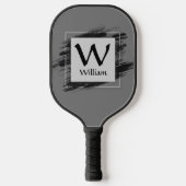 Raquette De Pickleball Modifier Initial, Ajouter Nom, Pinceau noir Gris (Recto)
