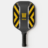 Raquette De Pickleball Modifier Initial, Ajouter Nom, Sécurité Jaune Noir (Recto)