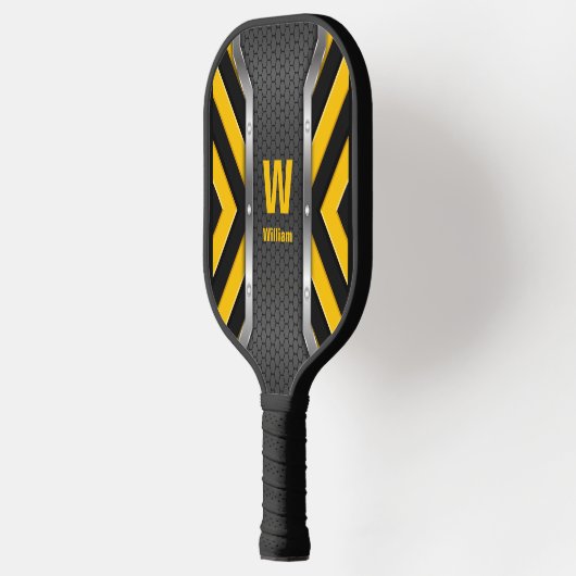 Raquette De Pickleball Modifier Initial, Ajouter Nom, Sécurité Jaune Noir (Gauche)