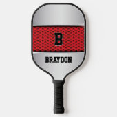 Raquette De Pickleball Modifier Initial, Ajouter Nom, Silver Grey Texture (Recto)