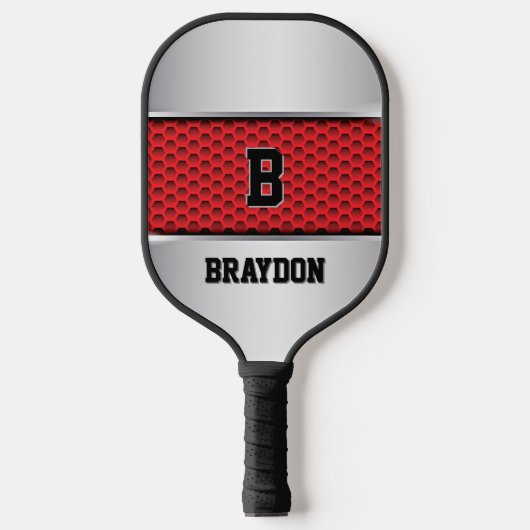 Raquette De Pickleball Modifier Initial, Ajouter Nom, Silver Grey Texture (Recto)