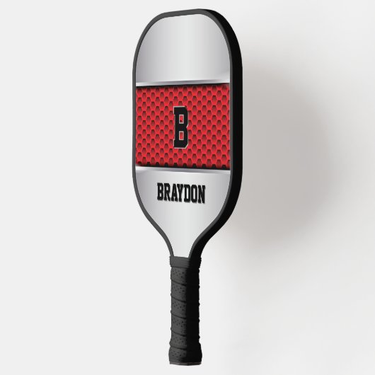 Raquette De Pickleball Modifier Initial, Ajouter Nom, Silver Grey Texture (Gauche)