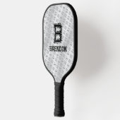 Raquette De Pickleball Modifier l'initiale, ajouter le nom, Gris Checker  (Gauche)