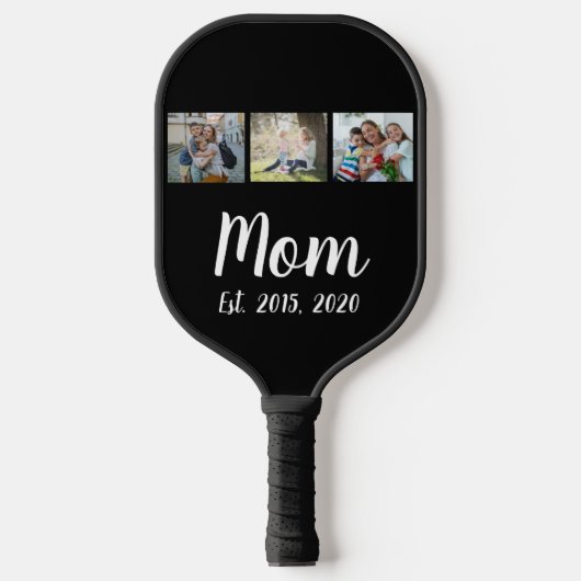 Raquette De Pickleball Mom Established Elegant Script Black 3 Photo (Recto)