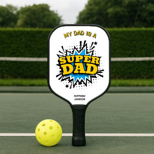 Raquette De Pickleball Mon papa est un Super Papa Bleu Jaune