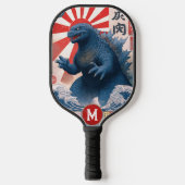 Raquette De Pickleball Monogram Blue Lizard Monster Retro Trendy (Recto)