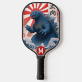 Raquette De Pickleball Monogram Blue Lizard Monster Retro Trendy (Verso)