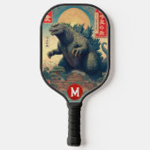 Raquette De Pickleball Monogram Green Lizard Monster Retro Trendy (Verso)