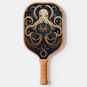 Raquette De Pickleball Monogram Grunge Gold Black Octopus personnalisé (Recto)
