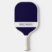 Raquette De Pickleball Monogram Name Modern Navy Blue White (Recto)