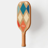 Raquette De Pickleball Monogramme À damiers Beige Bleu Orangé (Gauche)