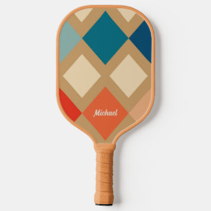 Raquette De Pickleball Monogramme À damiers Beige Bleu Orangé