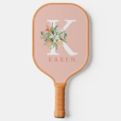 Raquette De Pickleball Monogramme à fleurs tropicales personnalisable (Verso)