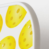Raquette De Pickleball Monogramme à motifs blanc jaune Pickleball (Détail gauche)