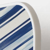 Raquette De Pickleball Monogramme à rayures bleues et blanches (Détail gauche)