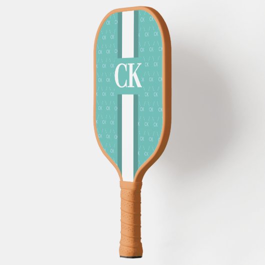 Raquette De Pickleball Monogramme à rayures modernes avec Motif concepteu (Gauche)