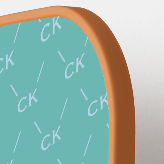 Raquette De Pickleball Monogramme à rayures modernes avec Motif concepteu (Détail gauche)