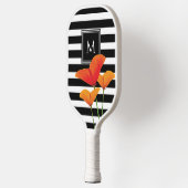 Raquette De Pickleball Monogramme à rayures noires chic (Gauche)