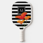 Raquette De Pickleball Monogramme à rayures noires chic (Recto)