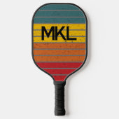 Raquette De Pickleball Monogramme à rayures rétro (Recto)