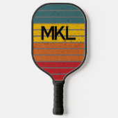 Raquette De Pickleball Monogramme à rayures rétro (Verso)