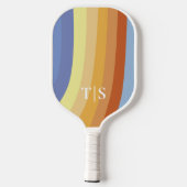 Raquette De Pickleball Monogramme à rayures rétro ondulées (Verso)