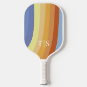Raquette De Pickleball Monogramme à rayures rétro ondulées (Recto)