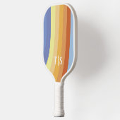 Raquette De Pickleball Monogramme à rayures rétro ondulées (Gauche)