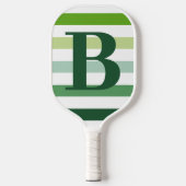 Raquette De Pickleball Monogramme à rayures vertes tendance (Recto)