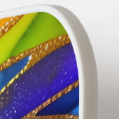 Raquette De Pickleball Monogramme Abstrait de roue arc-en-ciel de verre (Détail gauche)