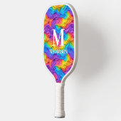 Raquette De Pickleball Monogramme Abstrait Rainbow personnalisé (Gauche)