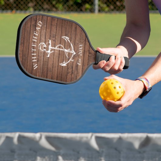 Raquette De Pickleball Monogramme Ancre marine Bois Brown (Insitu)