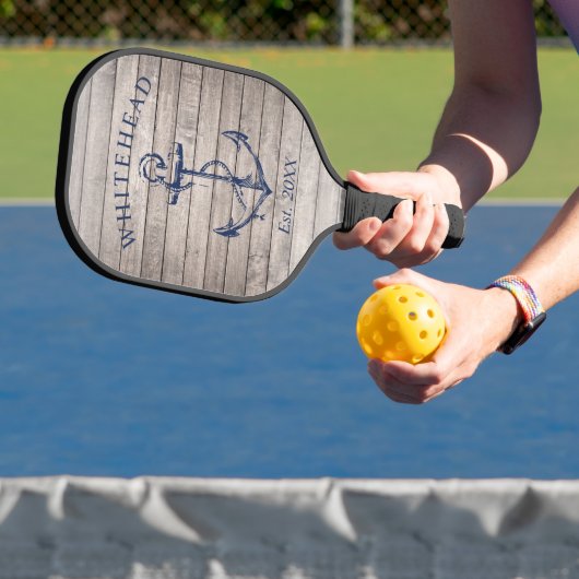 Raquette De Pickleball Monogramme Ancre nautique Bois beige (Insitu)