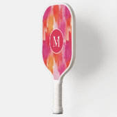 Raquette De Pickleball Monogramme Aquarelle rose orange Abstrait (Gauche)