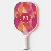 Raquette De Pickleball Monogramme Aquarelle rose orange Abstrait (Recto)