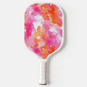 Raquette De Pickleball Monogramme Aquarelle rose orange Abstrait (Verso)