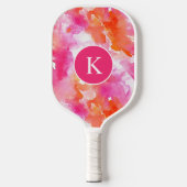 Raquette De Pickleball Monogramme Aquarelle rose orange Abstrait (Recto)