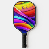 Raquette De Pickleball Monogramme Arc-en-ciel Abstrait (Verso)